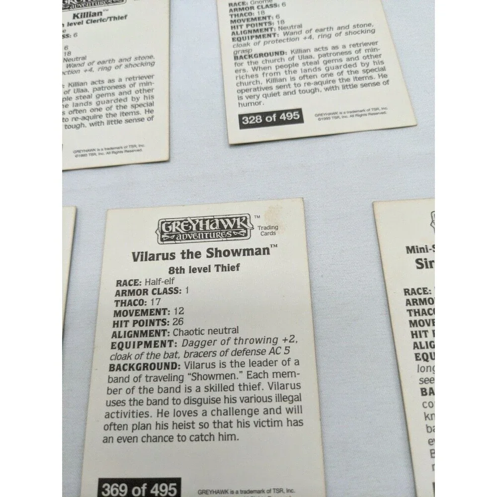 Lot Of (29) TSR Series 1993 Greyhawk Adventures Cards Gold Border And 2 Rare Red